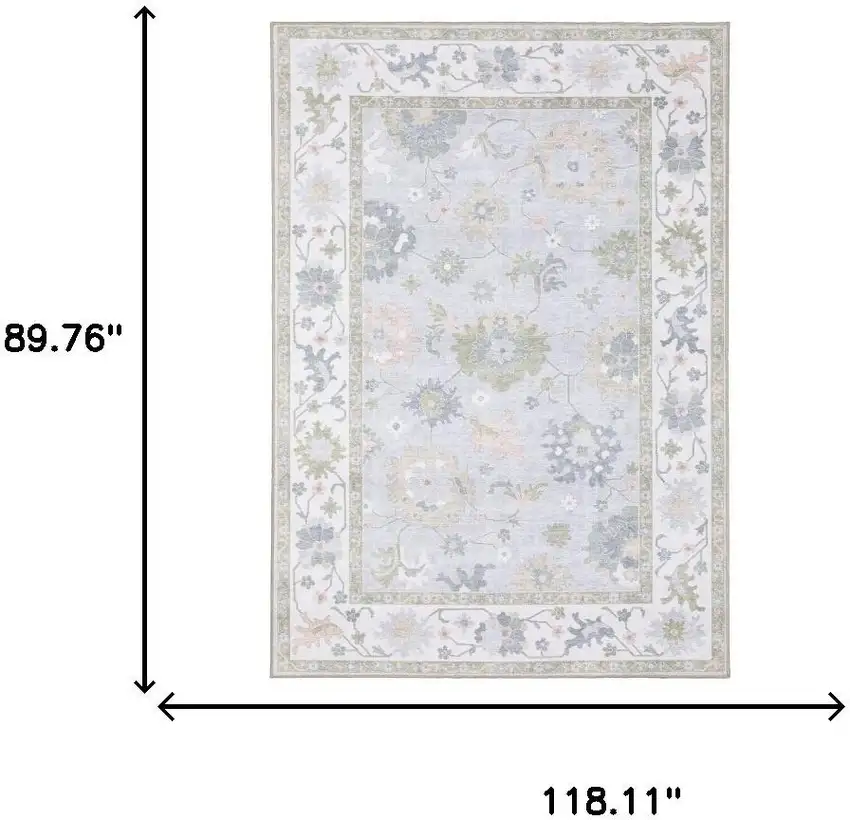 Blue And Green Oriental Washable Area Rug Photo 9