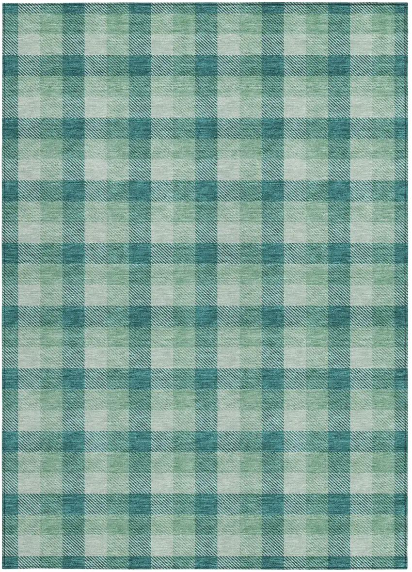 Blue And Green Plaid Washable Indoor Outdoor Area Rug Photo 5