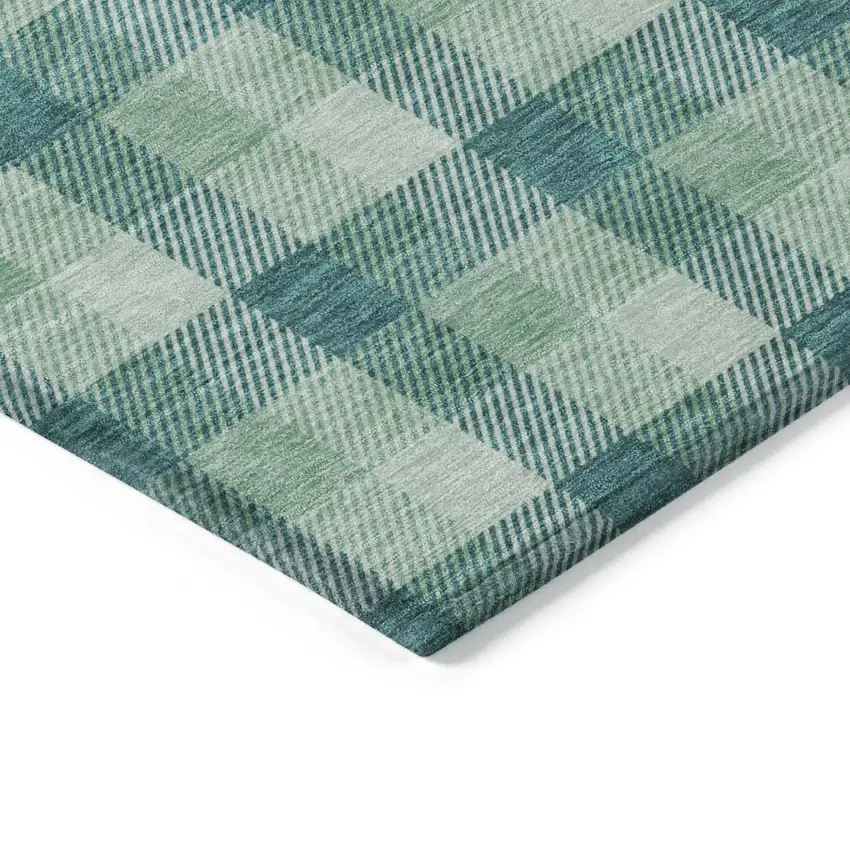 Blue And Green Plaid Washable Indoor Outdoor Area Rug Photo 3
