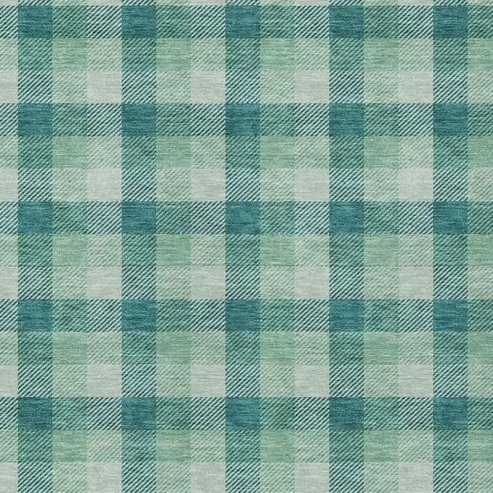 Blue And Green Plaid Washable Indoor Outdoor Area Rug Photo 4