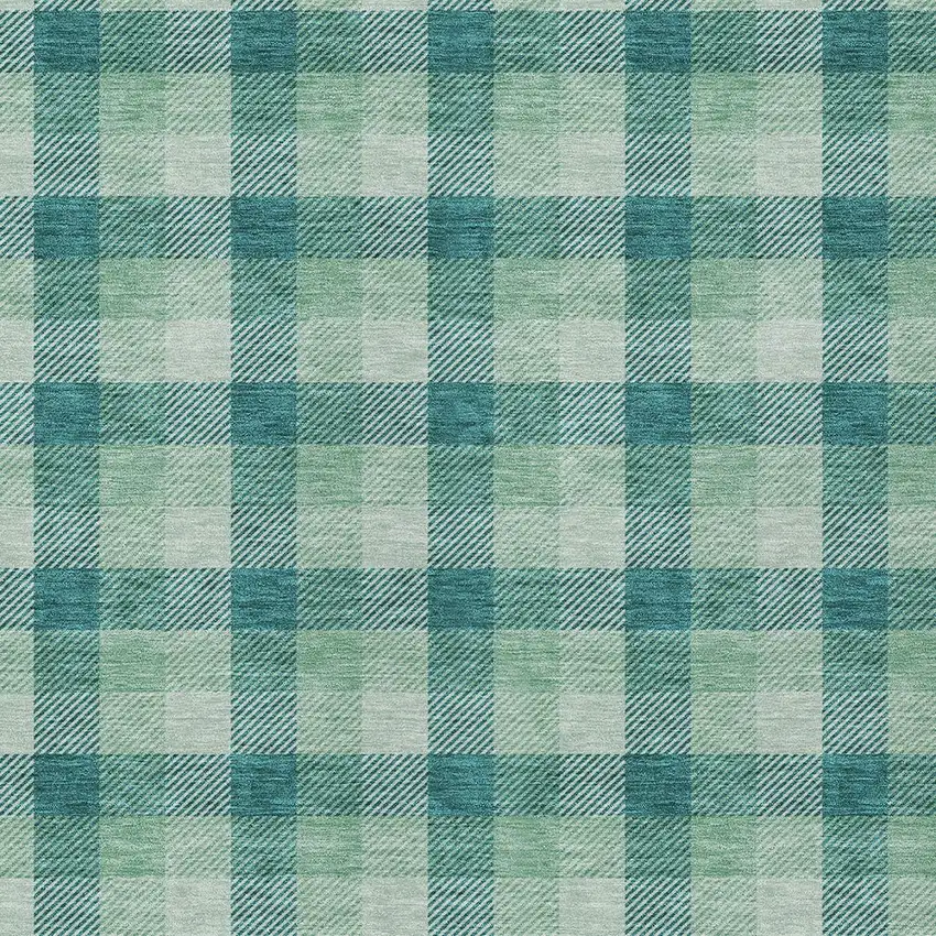 Blue And Green Plaid Washable Indoor Outdoor Area Rug Photo 4