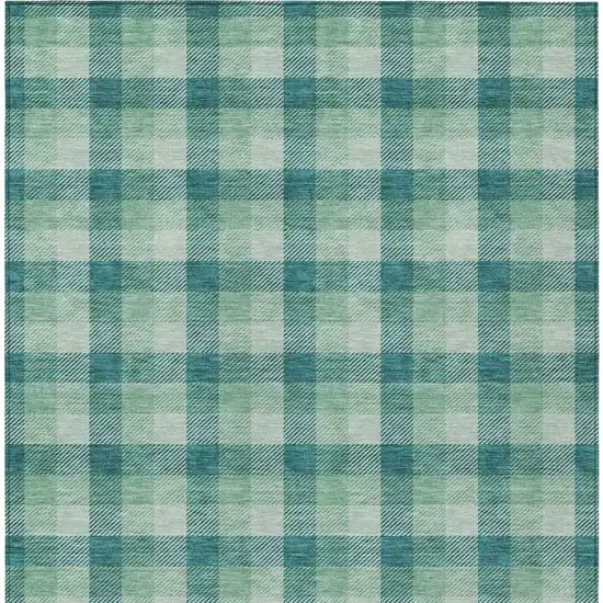 Blue And Green Plaid Washable Indoor Outdoor Area Rug Photo 5