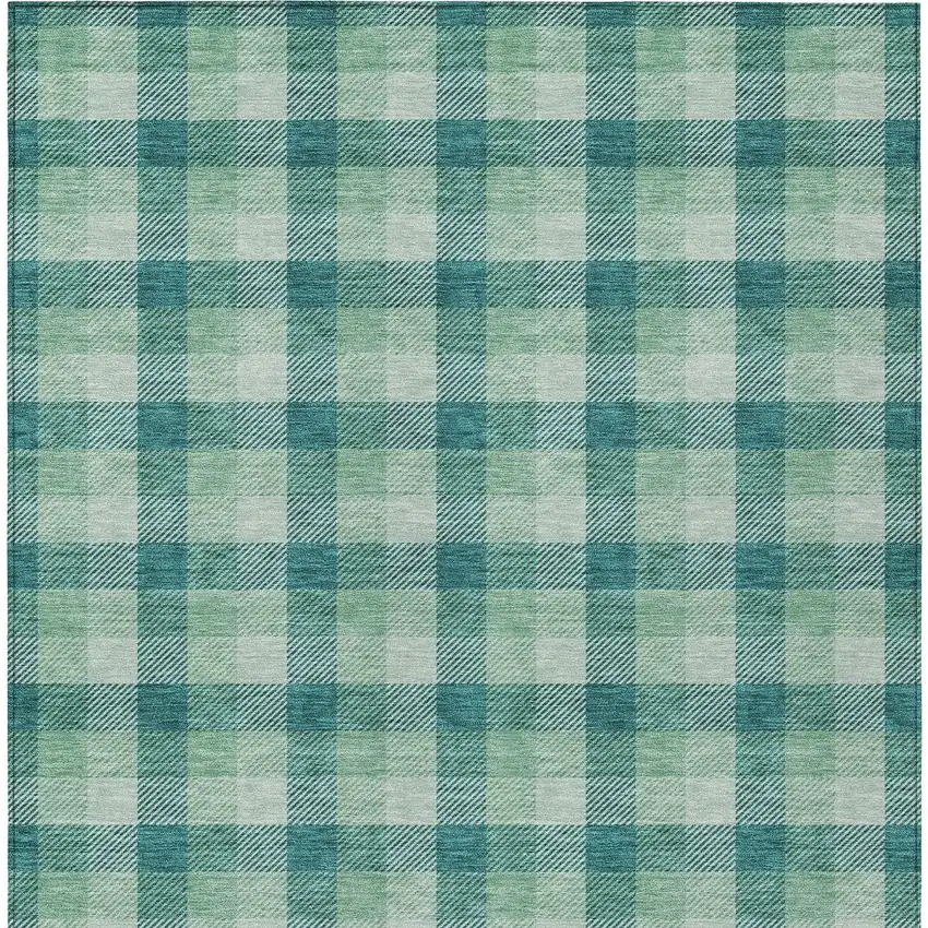 Blue And Green Plaid Washable Indoor Outdoor Area Rug Photo 5