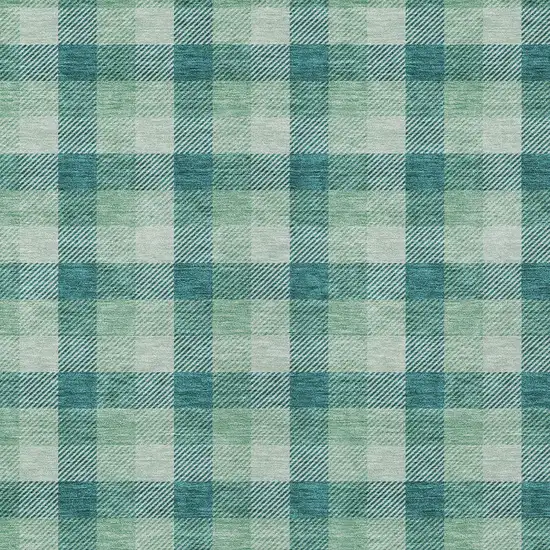 Blue And Green Plaid Washable Indoor Outdoor Area Rug Photo 4