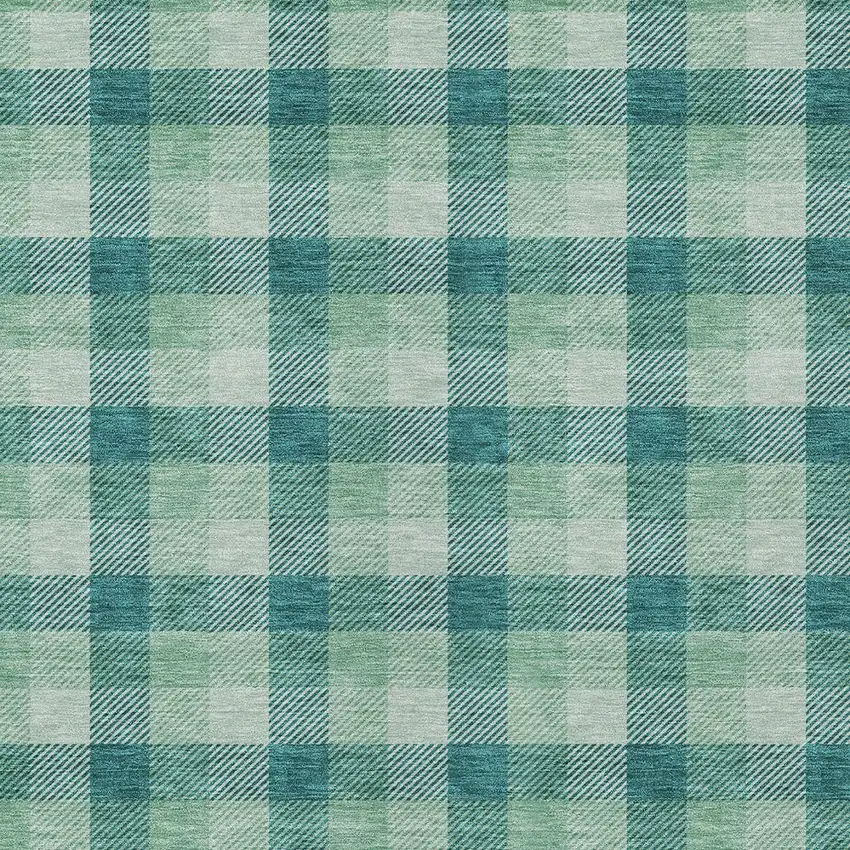 Blue And Green Plaid Washable Indoor Outdoor Area Rug Photo 4