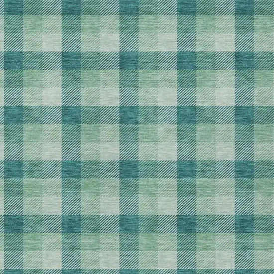 Blue And Green Plaid Washable Indoor Outdoor Area Rug Photo 4