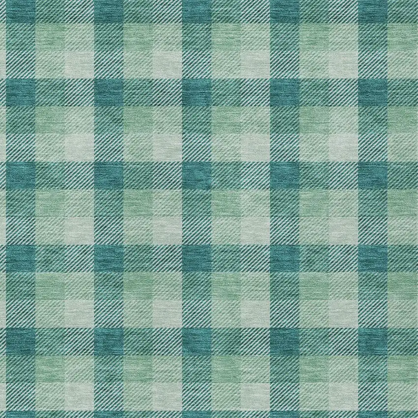 Blue And Green Plaid Washable Indoor Outdoor Area Rug Photo 4