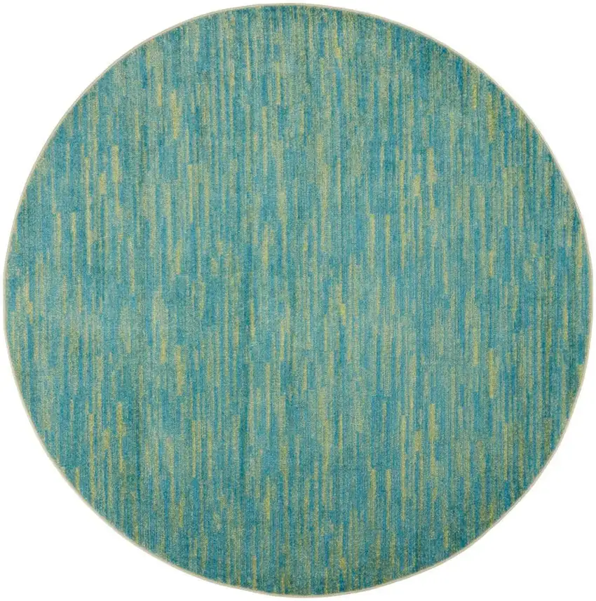Blue And Green Round Striped Non Skid Indoor Outdoor Area Rug Photo 3
