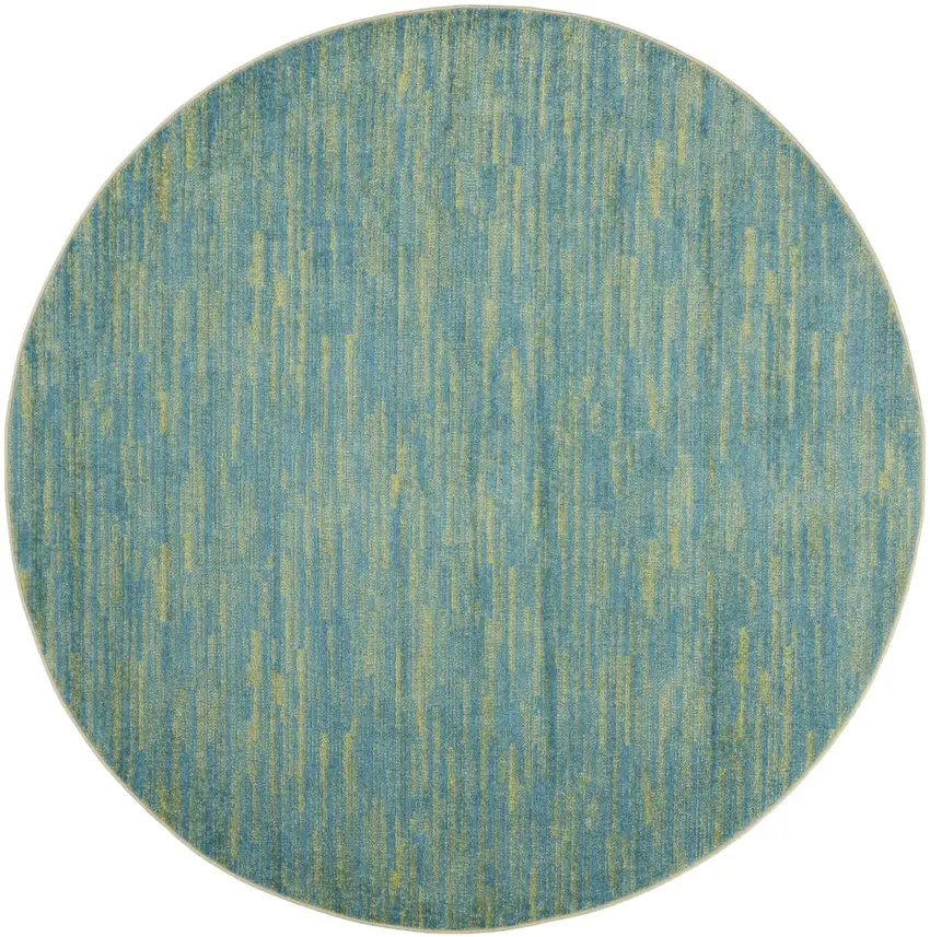 Blue And Green Round Indoor Outdoor Area Rug Photo 4