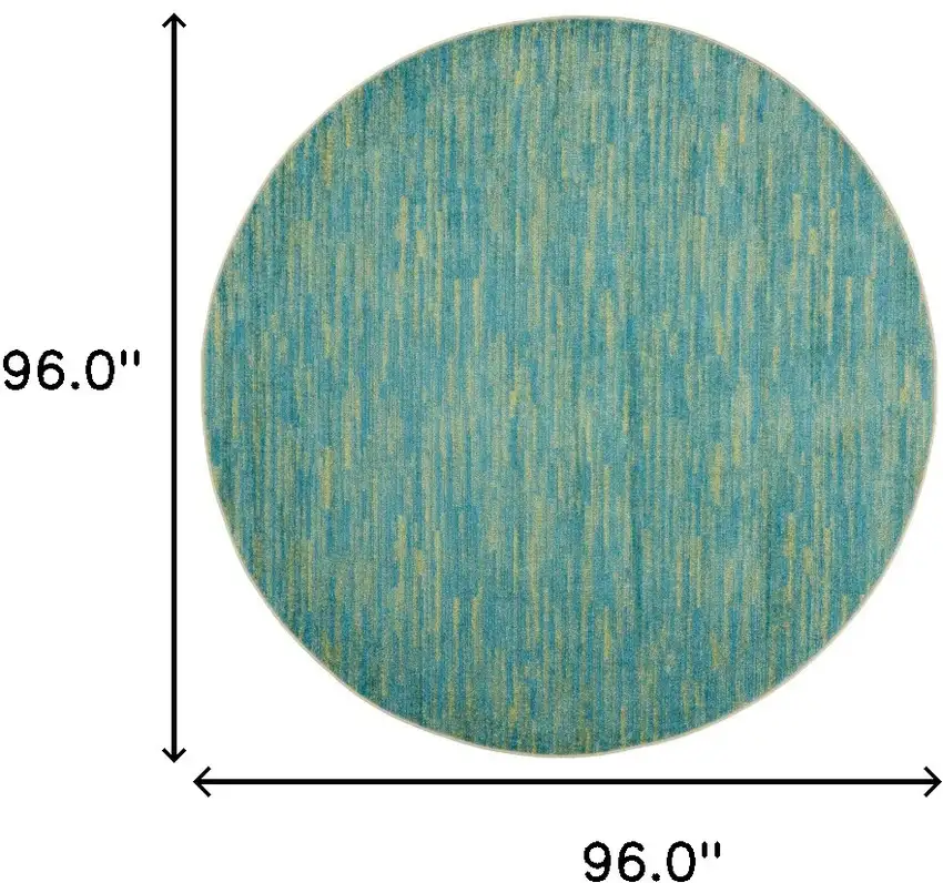 Blue And Green Round Striped Non Skid Indoor Outdoor Area Rug Photo 6