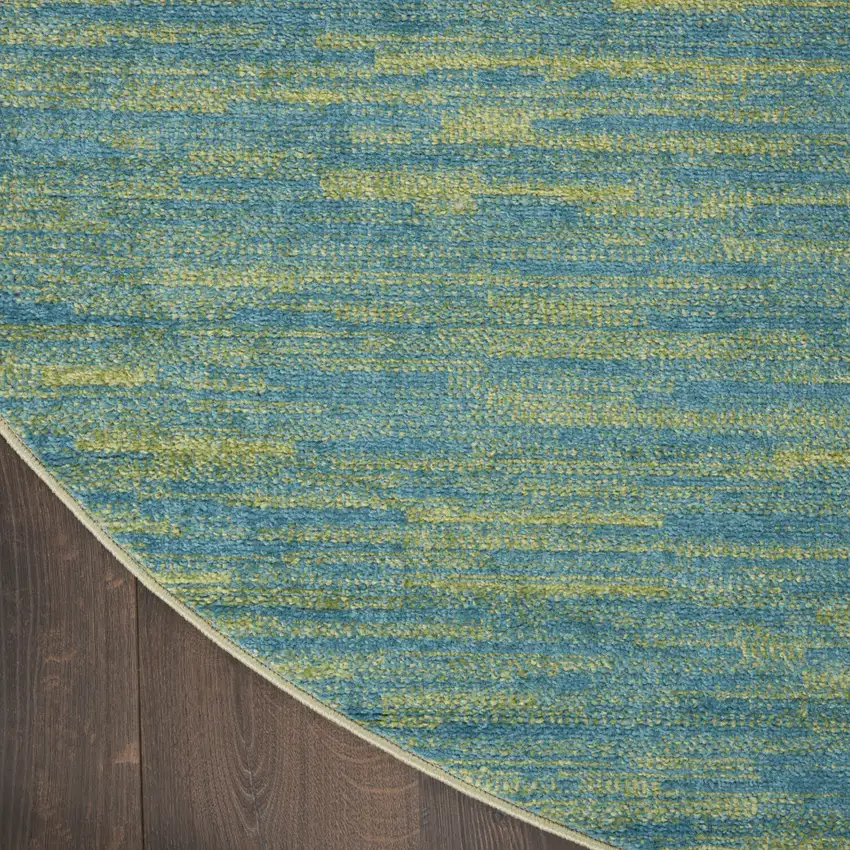 Blue And Green Round Indoor Outdoor Area Rug Photo 8