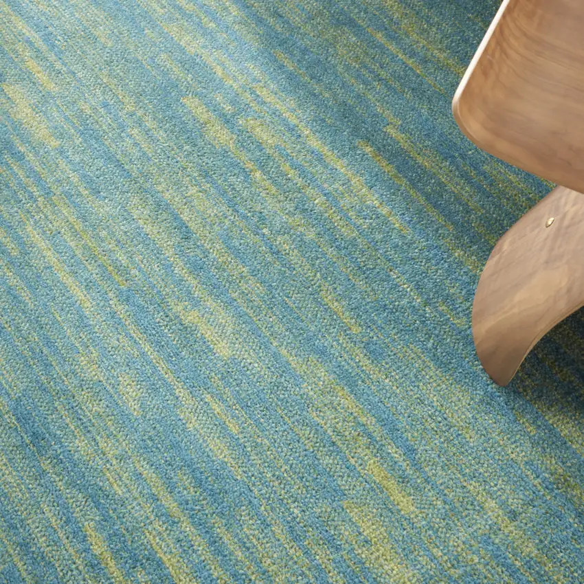 Blue And Green Round Indoor Outdoor Area Rug Photo 6