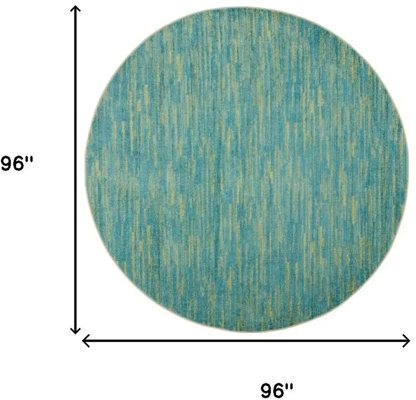 Blue And Green Round Indoor Outdoor Area Rug Photo 9