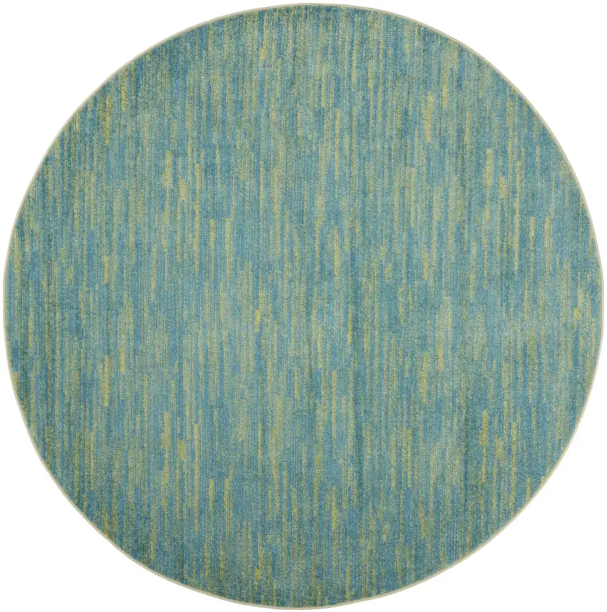 Blue And Green Round Striped Non Skid Indoor Outdoor Area Rug Photo 4