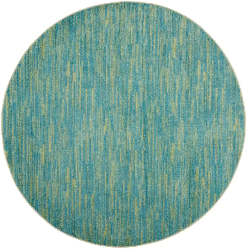 Blue And Green Round Striped Non Skid Indoor Outdoor Area Rug Photo 1