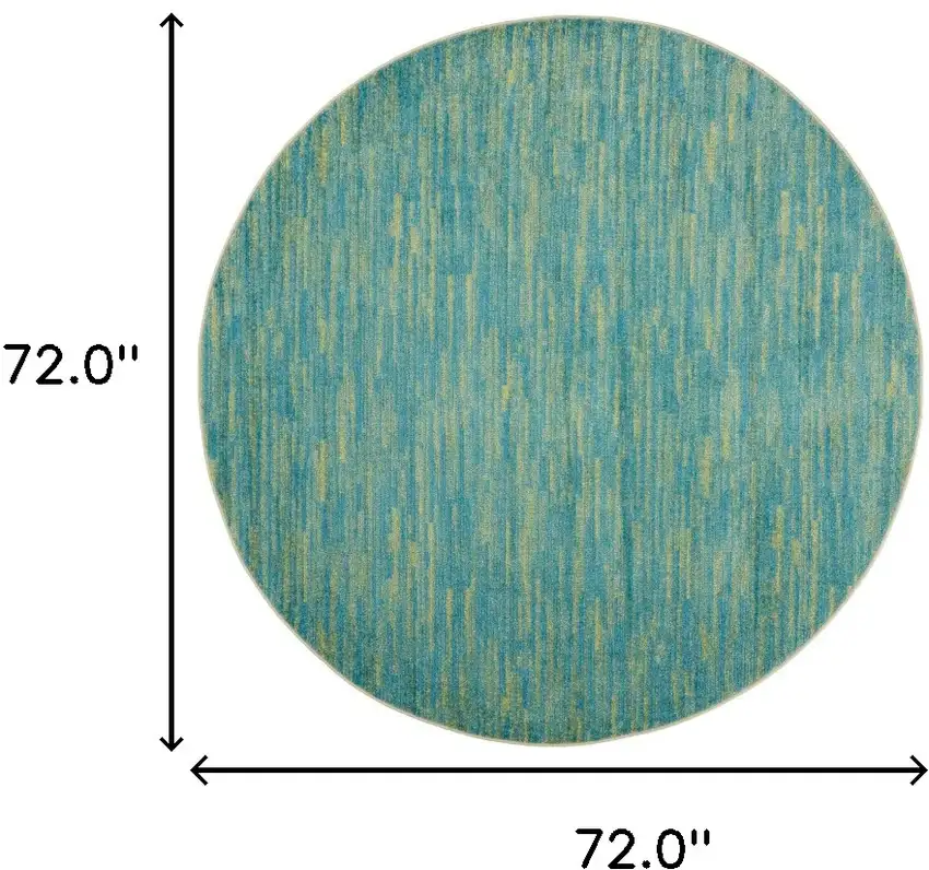 Blue And Green Round Striped Non Skid Indoor Outdoor Area Rug Photo 6