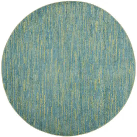 Blue And Green Round Indoor Outdoor Area Rug Photo 4