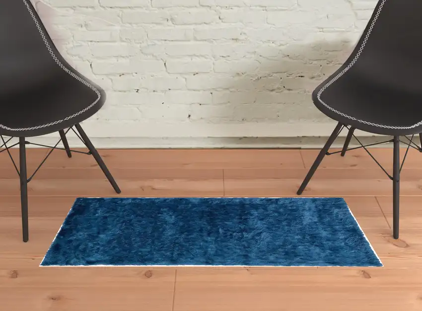 Blue And Green Shag Tufted Handmade Area Rug Photo 2