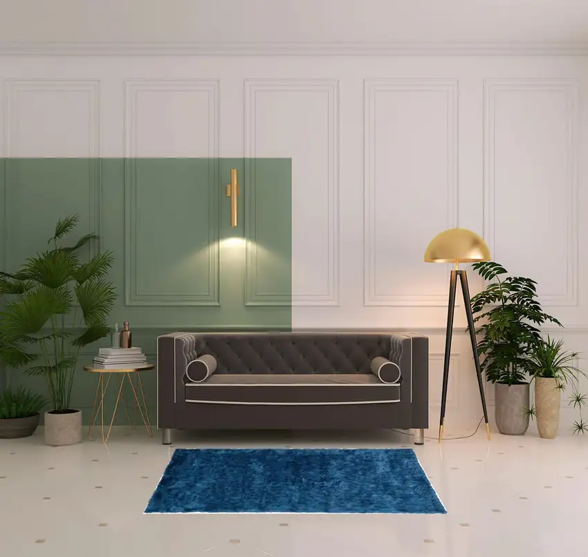 Blue And Green Shag Tufted Handmade Area Rug Photo 2