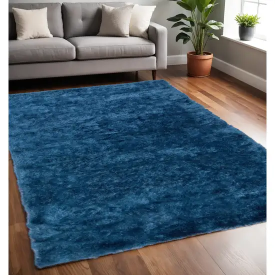 Blue And Green Shag Tufted Handmade Area Rug Photo 1