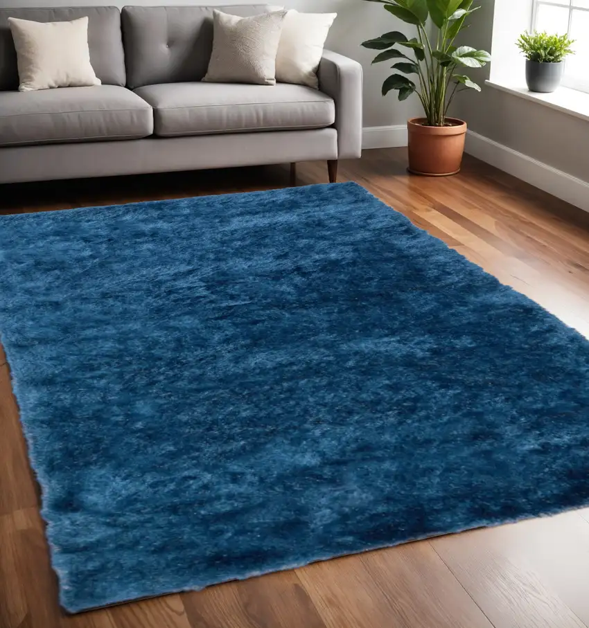 Blue And Green Shag Tufted Handmade Area Rug Photo 1