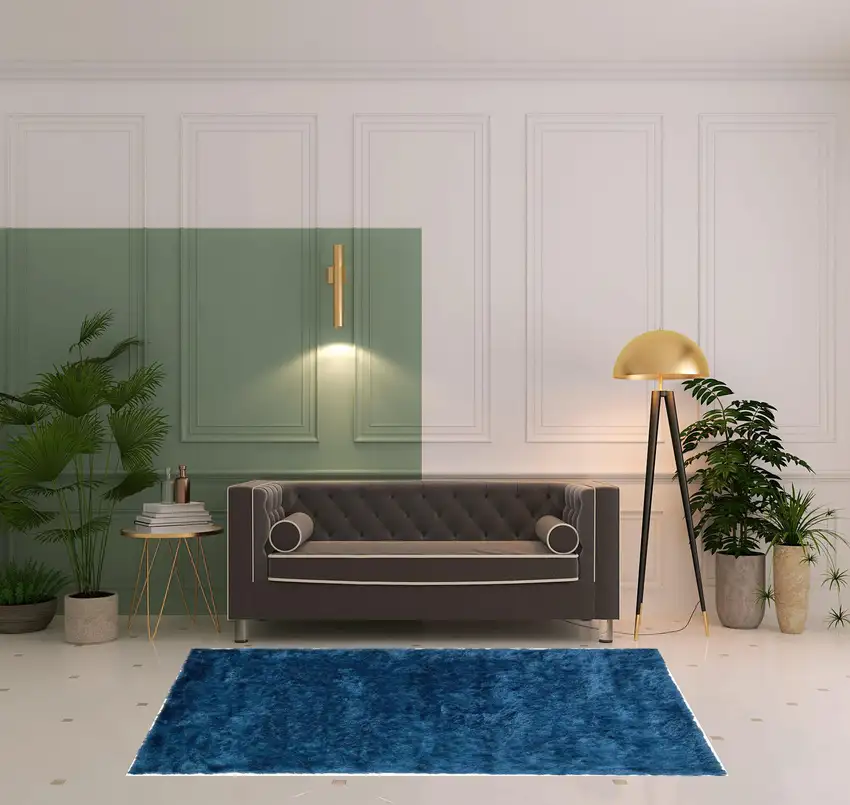 Blue And Green Shag Tufted Handmade Area Rug Photo 2