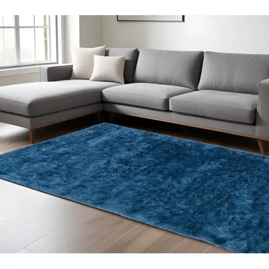 Blue And Green Shag Tufted Handmade Area Rug Photo 1