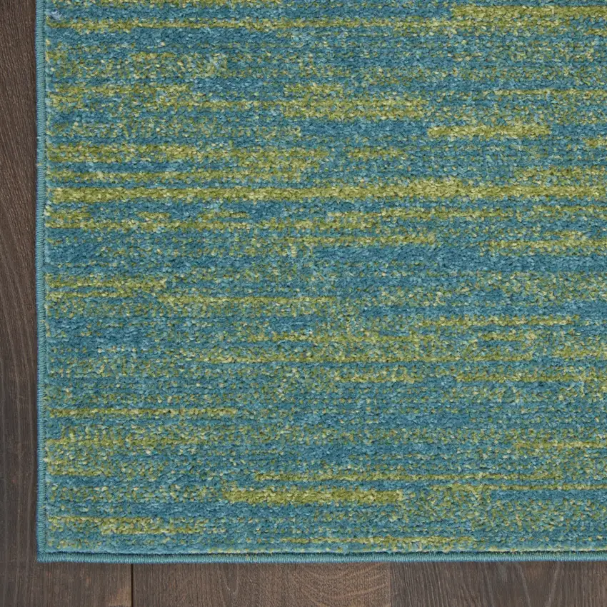 Blue And Green Square Striped Non Skid Indoor Outdoor Area Rug Photo 4