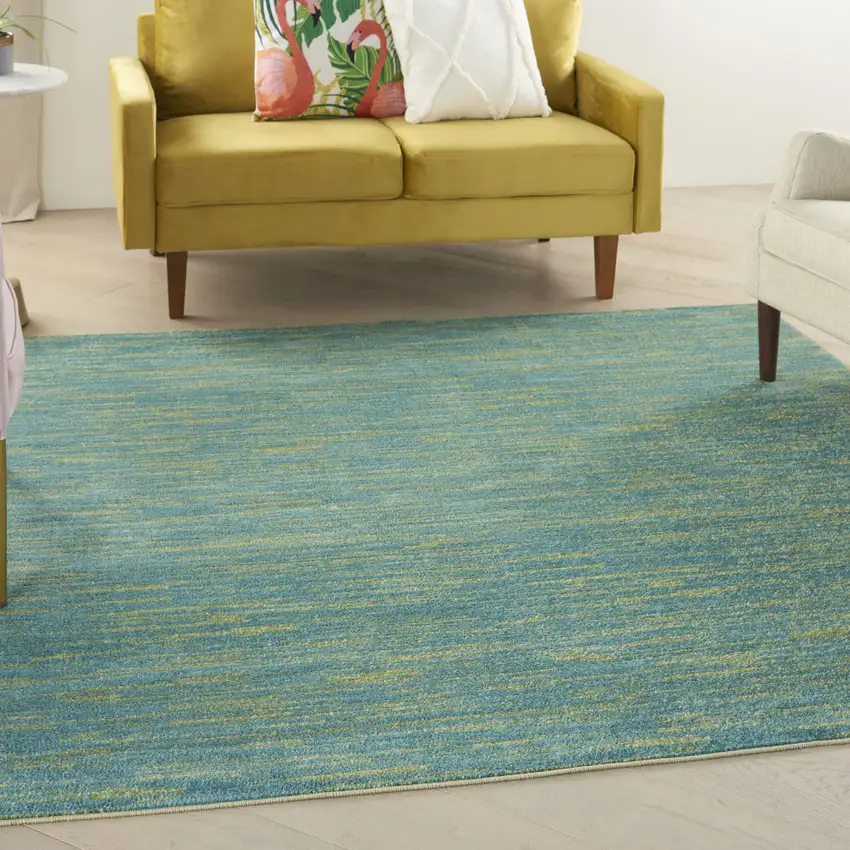 Blue And Green Square Indoor Outdoor Area Rug Photo 7