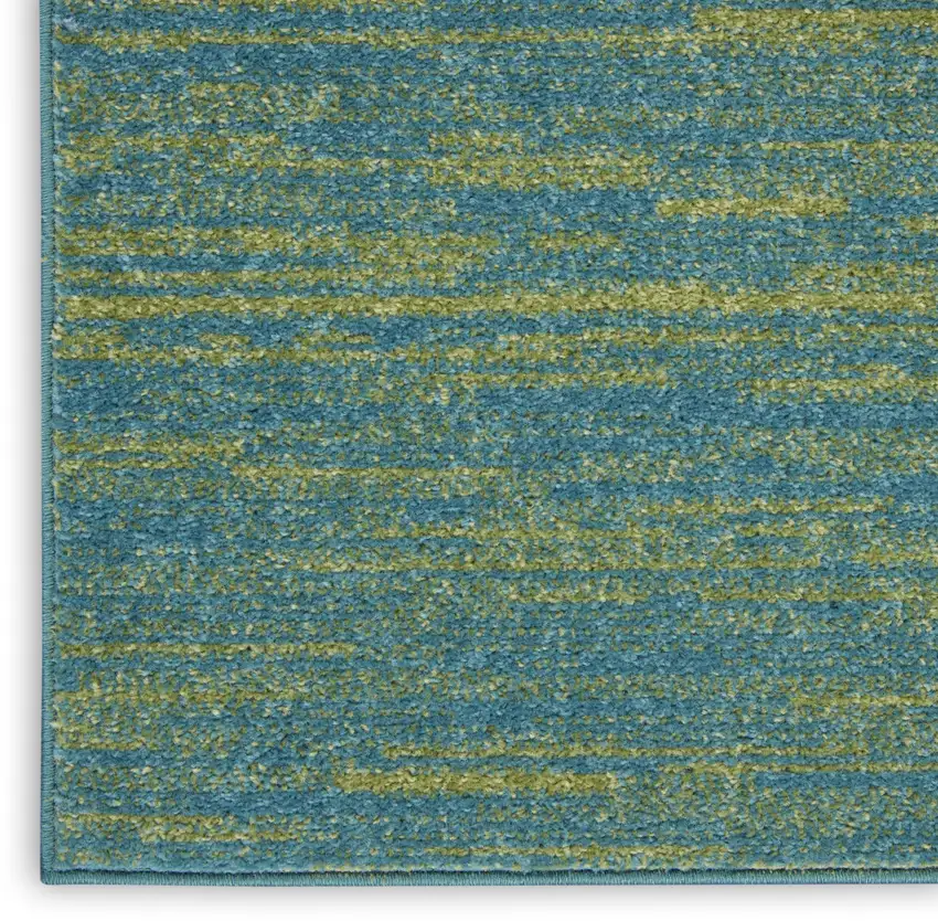 Blue And Green Square Indoor Outdoor Area Rug Photo 4