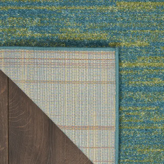 Blue And Green Square Striped Non Skid Indoor Outdoor Area Rug Photo 5