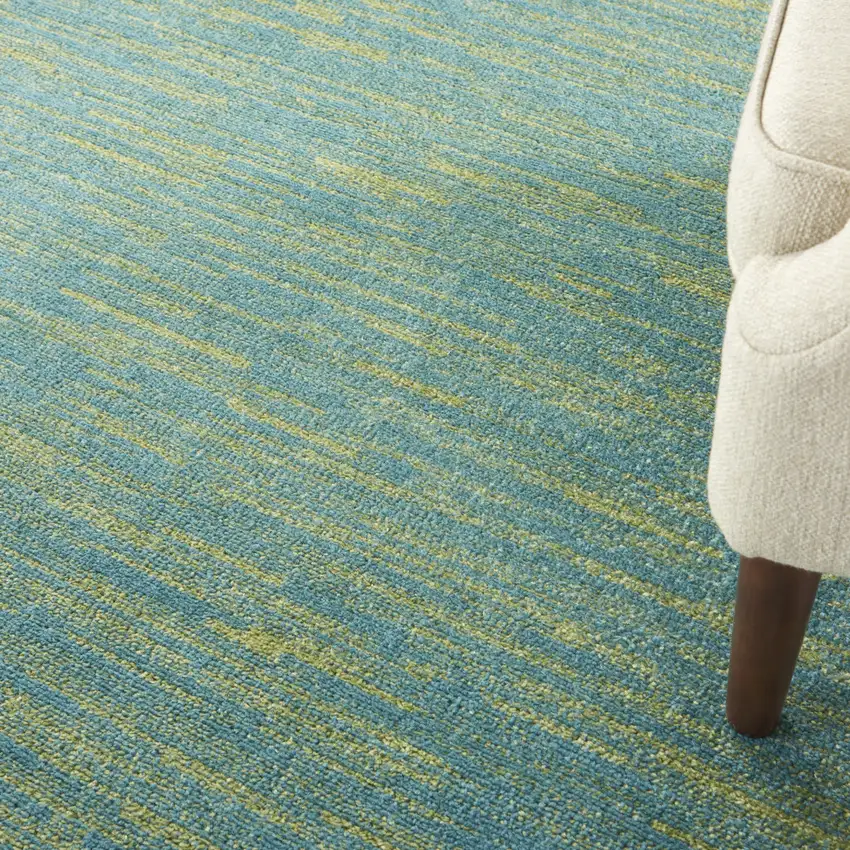Blue And Green Square Striped Non Skid Indoor Outdoor Area Rug Photo 7