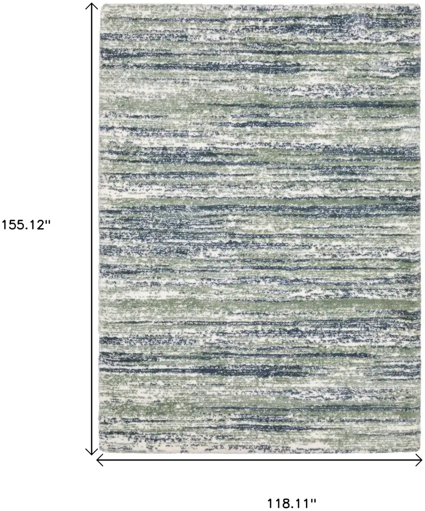 Blue And Green Striped Distressed Area Rug Photo 3