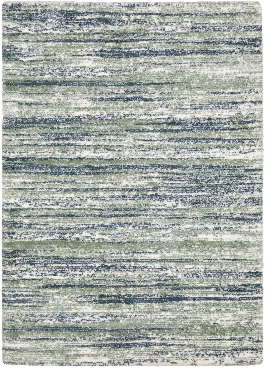 Blue And Green Striped Distressed Area Rug Photo 7