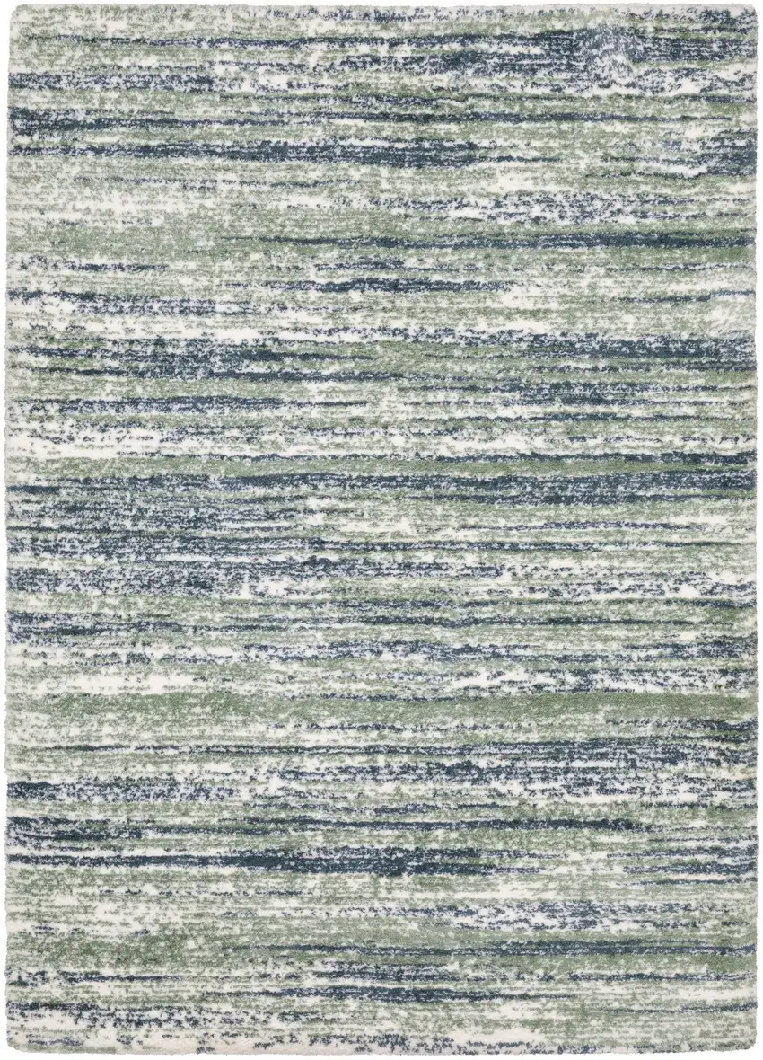 Blue And Green Striped Distressed Area Rug Photo 2