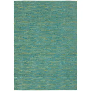 Photo of Blue And Green Striped Non Skid Indoor Outdoor Area Rug