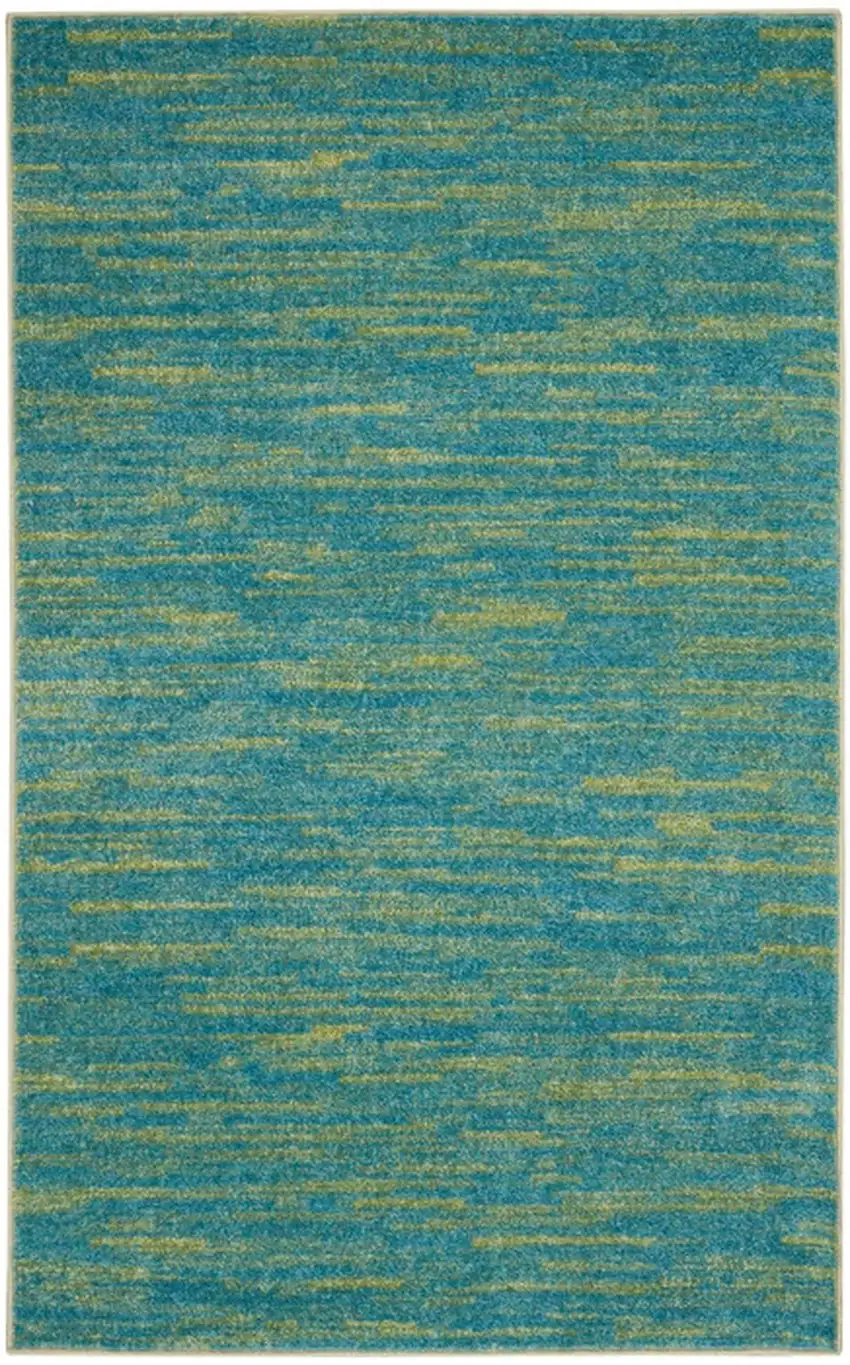Blue And Green Striped Non Skid Indoor Outdoor Area Rug Photo 1