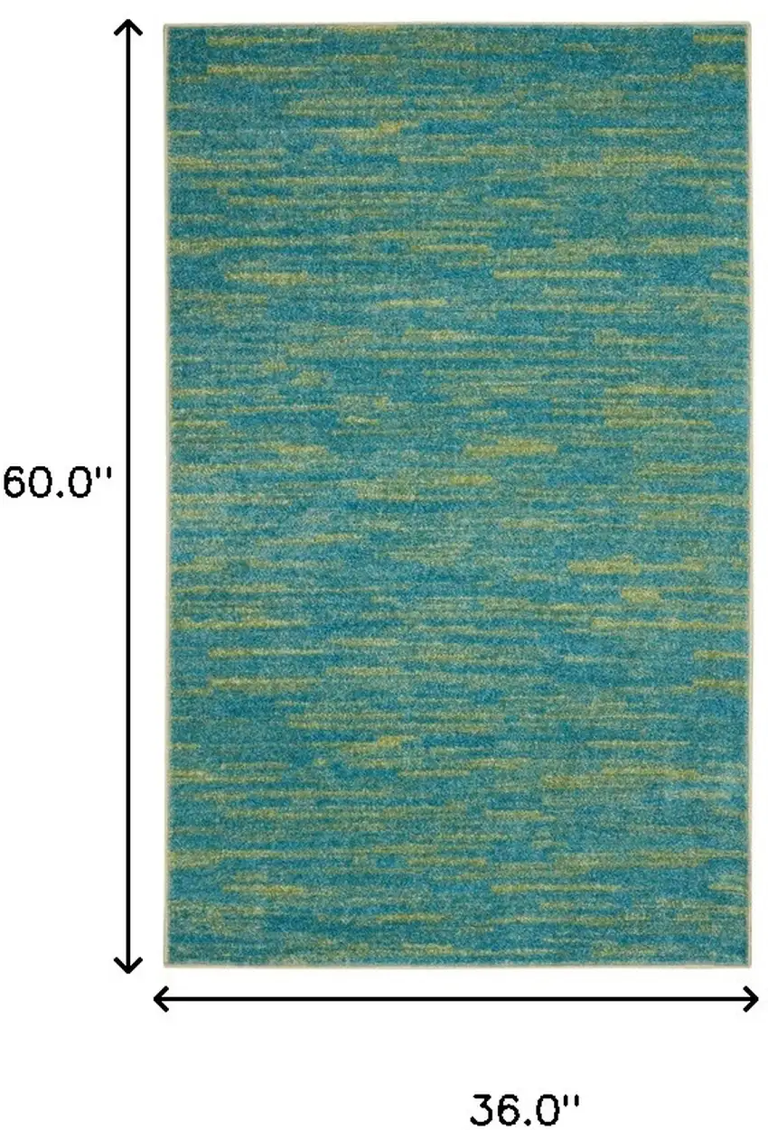 Blue And Green Striped Non Skid Indoor Outdoor Area Rug Photo 6