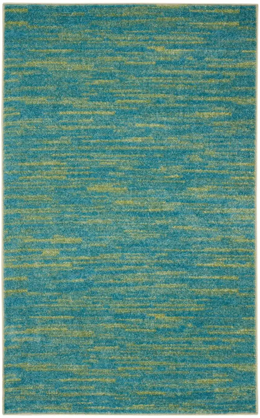 Blue And Green Striped Non Skid Indoor Outdoor Area Rug Photo 3