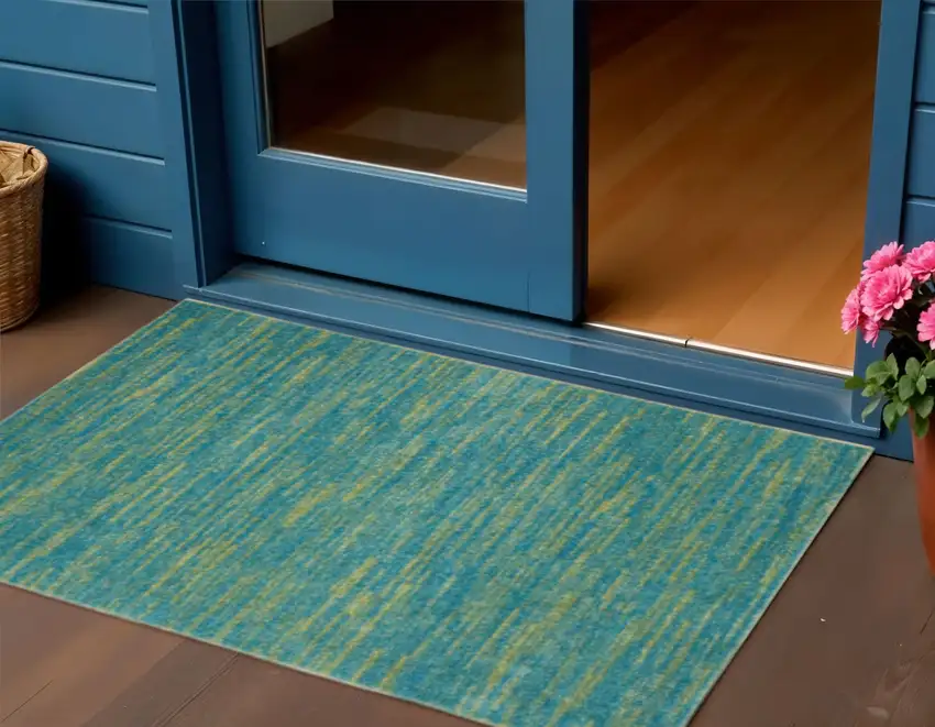Blue And Green Indoor Outdoor Area Rug Photo 2