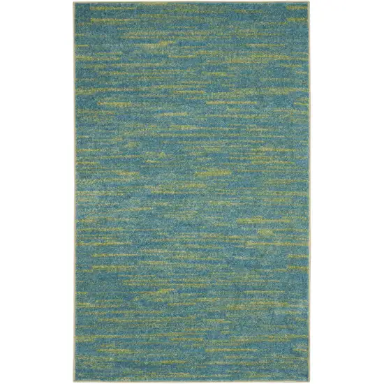 Blue And Green Striped Non Skid Indoor Outdoor Area Rug Photo 3