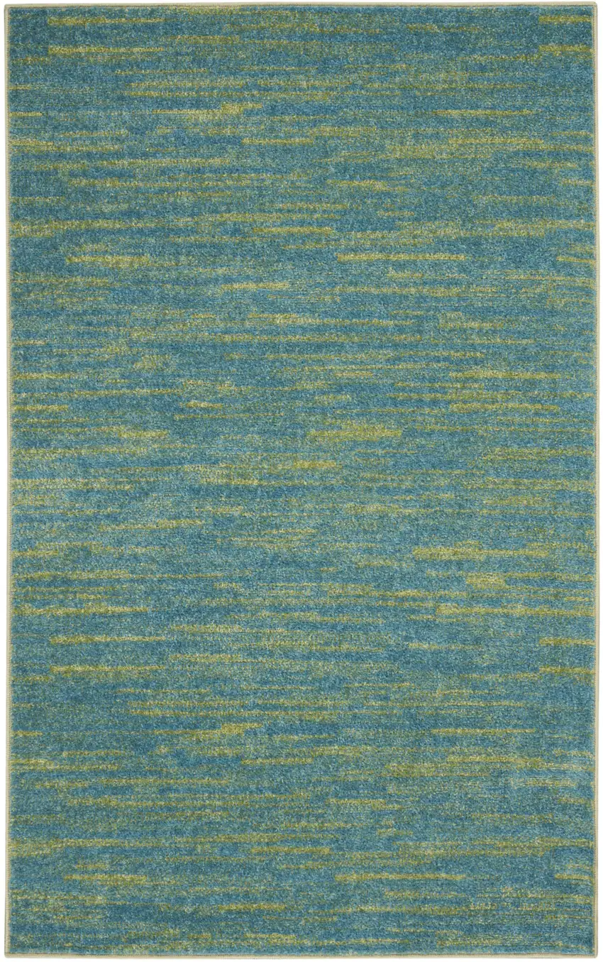Blue And Green Striped Non Skid Indoor Outdoor Area Rug Photo 3
