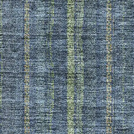 Blue And Green Striped Washable Area Rug With UV Protection Photo 2