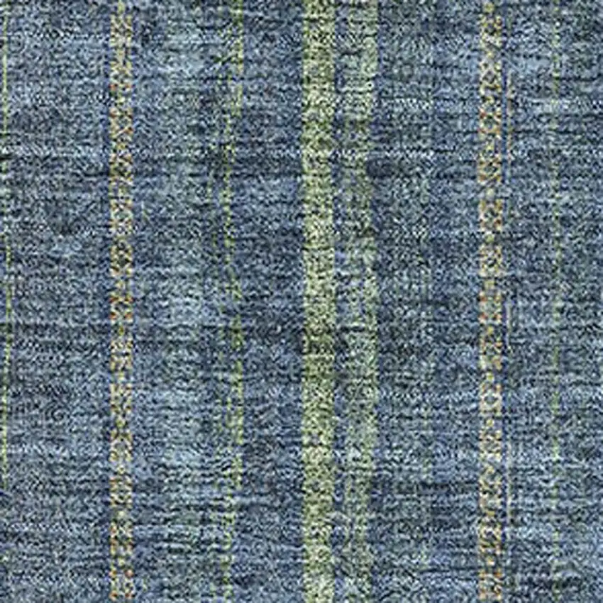 Blue And Green Striped Washable Area Rug With UV Protection Photo 2
