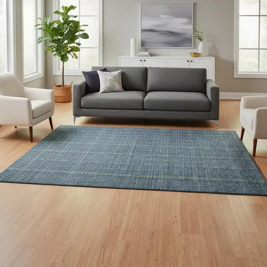 Blue And Green Striped Washable Area Rug With UV Protection Photo 2