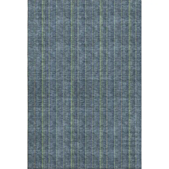 Blue And Green Striped Washable Area Rug With UV Protection Photo 1