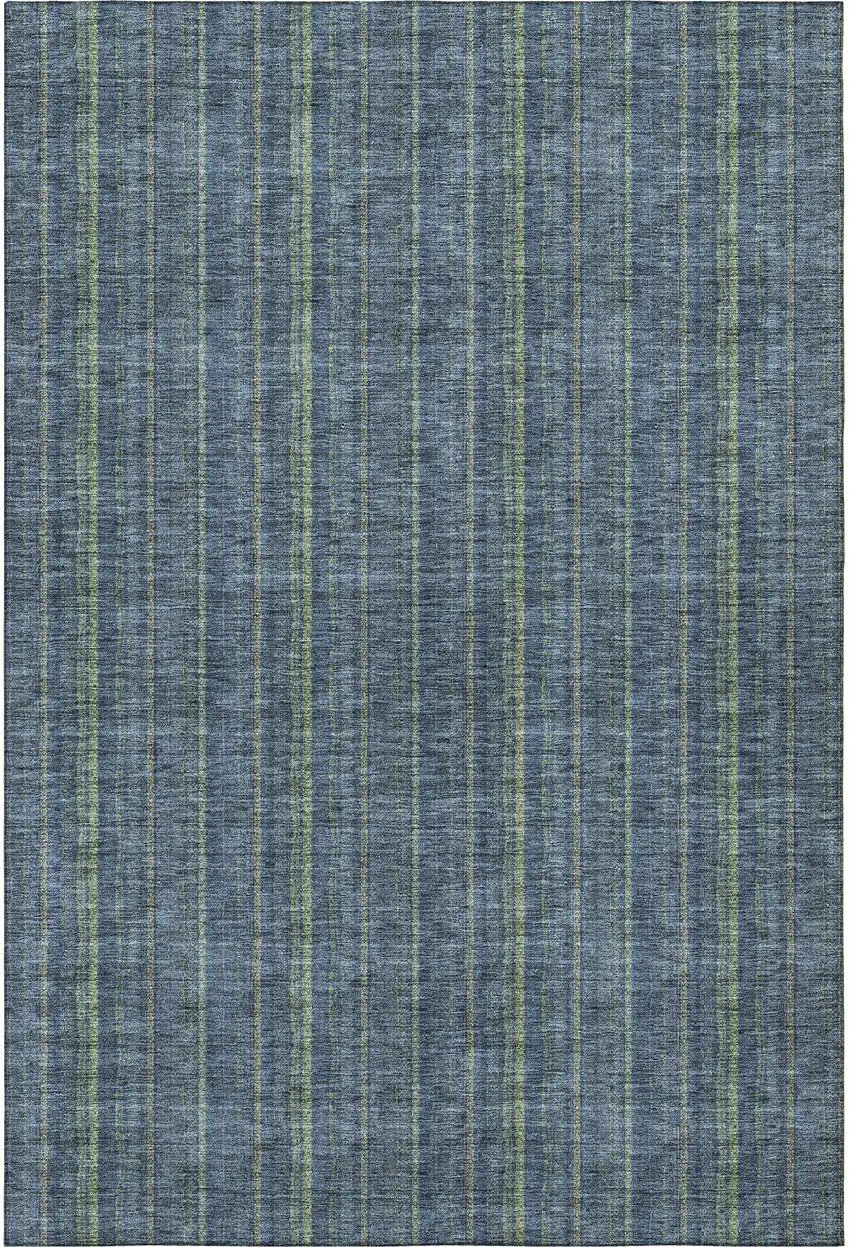 Blue And Green Striped Washable Area Rug With UV Protection Photo 3