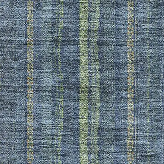 Blue And Green Striped Washable Area Rug With UV Protection Photo 2