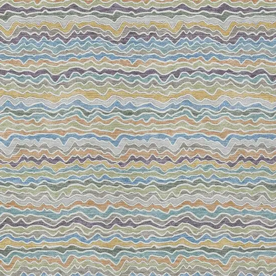 Blue And Green Striped Washable Indoor Outdoor Area Rug Photo 2