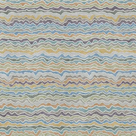 Blue And Green Striped Washable Indoor Outdoor Area Rug Photo 2